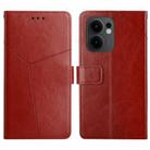 For OPPO Reno13 F 4G / 5G Y-shaped Pattern Flip Leather Phone Case(Brown) - 1