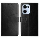 For OPPO Reno13 Global Y-shaped Pattern Flip Leather Phone Case(Black) - 1