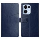 For OPPO Reno13 Global Y-shaped Pattern Flip Leather Phone Case(Blue) - 1
