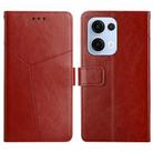 For OPPO Reno13 Global Y-shaped Pattern Flip Leather Phone Case(Brown) - 1