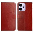 For OPPO Reno14 5G Global Y-shaped Pattern Flip Leather Phone Case(Brown) - 1