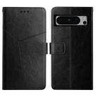 For Google Pixel 8 Pro Y-shaped Pattern Flip Leather Phone Case(Black) - 1