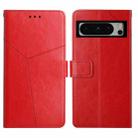 For Google Pixel 8 Pro Y-shaped Pattern Flip Leather Phone Case(Red) - 1