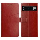 For Google Pixel 8 Pro Y-shaped Pattern Flip Leather Phone Case(Brown) - 1