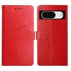 For Google Pixel 8 Y-shaped Pattern Flip Leather Phone Case(Red) - 1