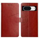 For Google Pixel 8 Y-shaped Pattern Flip Leather Phone Case(Brown) - 1