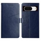 For Google Pixel 8a Y-shaped Pattern Flip Leather Phone Case(Blue) - 1