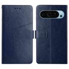 For Google Pixel 9 Y-shaped Pattern Flip Leather Phone Case(Blue) - 1