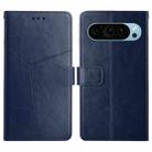 For Google Pixel 9 Pro Y-shaped Pattern Flip Leather Phone Case(Blue) - 1