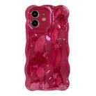 For iPhone 12 Wave Bubbles TPU Phone Case(Painted Rose Red) - 1