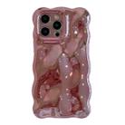 For iPhone 16 Pro Max Wave Bubbles TPU Phone Case(Painted Pink) - 1
