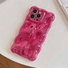For iPhone 16 Pro Max Wave Bubbles TPU Phone Case(Painted Rose Red) - 2
