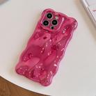 For iPhone 16 Pro Wave Bubbles TPU Phone Case(Painted Rose Red) - 2