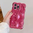 For iPhone 16 Pro Wave Bubbles TPU Phone Case(Painted Rose Red) - 3