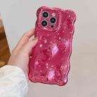 For iPhone 16 Plus Wave Bubbles TPU Phone Case(Painted Rose Red) - 3