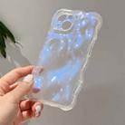 For iPhone 16 Wave Bubbles TPU Phone Case(Clear Glitter Blue) - 3