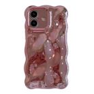 For iPhone 16 Wave Bubbles TPU Phone Case(Painted Pink) - 1