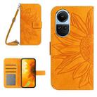 For OPPO Reno10 Global / Reno10 Pro Global Skin Feel Sun Flower Embossed Flip Leather Phone Case with Lanyard(Yellow) - 1