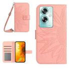 For OPPO A59 5G Skin Feel Sun Flower Embossed Flip Leather Phone Case with Lanyard(Pink) - 1