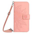 For OPPO Reno12 Pro 5G Global Skin Feel Sun Flower Embossed Flip Leather Phone Case with Lanyard(Pink) - 2