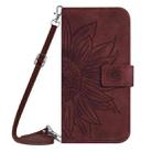 For OPPO Reno12 Pro 5G Global Skin Feel Sun Flower Embossed Flip Leather Phone Case with Lanyard(Wine Red) - 2