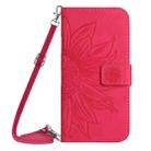 For OPPO Reno12 Pro 5G Global Skin Feel Sun Flower Embossed Flip Leather Phone Case with Lanyard(Rose Red) - 2