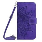 For OPPO Reno12 Pro 5G Global Skin Feel Sun Flower Embossed Flip Leather Phone Case with Lanyard(Dark Purple) - 2