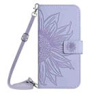 For OPPO Reno12 5G Global Skin Feel Sun Flower Embossed Flip Leather Phone Case with Lanyard(Purple) - 2