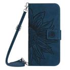 For OPPO Reno12 5G Global Skin Feel Sun Flower Embossed Flip Leather Phone Case with Lanyard(Inky Blue) - 2