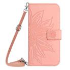 For OPPO Reno12 F 5G Global Skin Feel Sun Flower Embossed Flip Leather Phone Case with Lanyard(Pink) - 2