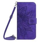 For OPPO A3 4G Global / 5G Global Skin Feel Sun Flower Embossed Flip Leather Phone Case with Lanyard(Dark Purple) - 2