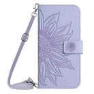 For OPPO A3x India Skin Feel Sun Flower Embossed Flip Leather Phone Case with Lanyard(Purple) - 2