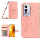 For OPPO A80 EU / A3 Pro Global Skin Feel Sun Flower Embossed Flip Leather Phone Case with Lanyard(Pink) - 1