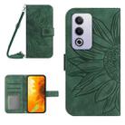 For OPPO A80 EU / A3 Pro Global Skin Feel Sun Flower Embossed Flip Leather Phone Case with Lanyard(Green) - 1