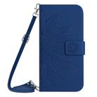 For OPPO Reno13 Global Skin Feel Sun Flower Embossed Flip Leather Phone Case with Lanyard(Dark Blue) - 2