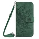 For OPPO Reno13 Global Skin Feel Sun Flower Embossed Flip Leather Phone Case with Lanyard(Green) - 2