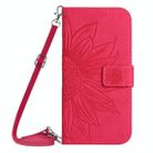 For OPPO Reno13 F 4G / 5G Skin Feel Sun Flower Embossed Flip Leather Phone Case with Lanyard(Rose Red) - 2