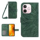 For OPPO A5 Pro 5G Global Skin Feel Sun Flower Embossed Flip Leather Phone Case with Lanyard(Green) - 1