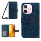 For OPPO A5 Pro 5G Global Skin Feel Sun Flower Embossed Flip Leather Phone Case with Lanyard(Inky Blue) - 1