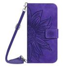 For OPPO Reno14 5G Global Skin Feel Sun Flower Embossed Flip Leather Phone Case with Lanyard(Dark Purple) - 2