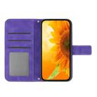 For OPPO Reno14 5G Global Skin Feel Sun Flower Embossed Flip Leather Phone Case with Lanyard(Dark Purple) - 3