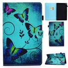 For Amazon Kindle fire HD8 2016 / 2017 / 2018 Colored Drawing Stitching Horizontal Flip Leather Case with Holder & Card Slots & Sleep / Wake-up Function(Green Butterflies) - 1