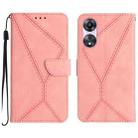 For OPPO A78 4G Stitching Embossed Leather Phone Case(Pink) - 1