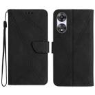 For OPPO A18 / A38 4G Stitching Embossed Leather Phone Case(Black) - 1