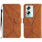 For OPPO A59 5G Stitching Embossed Leather Phone Case(Brown) - 1