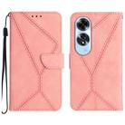 For OPPO A60 4G Stitching Embossed Leather Phone Case(Pink) - 1