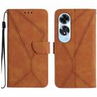 For OPPO A60 4G Stitching Embossed Leather Phone Case(Brown) - 1