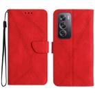 For OPPO Reno12 5G Global Stitching Embossed Leather Phone Case(Red) - 1