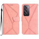 For OPPO Reno12 5G Global Stitching Embossed Leather Phone Case(Pink) - 1