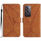 For OPPO Reno12 5G Global Stitching Embossed Leather Phone Case(Brown) - 1